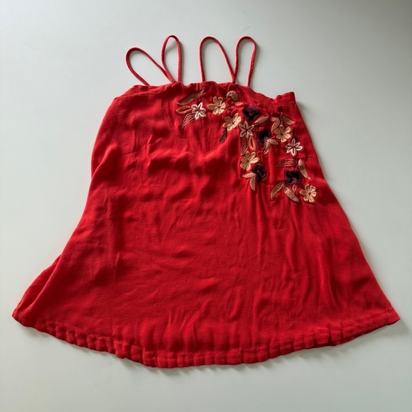 Free People-Embroidered-Flower Fields-Shift Dees-Strappy-Low Back-Fall-Size M - Picture 15 of 16